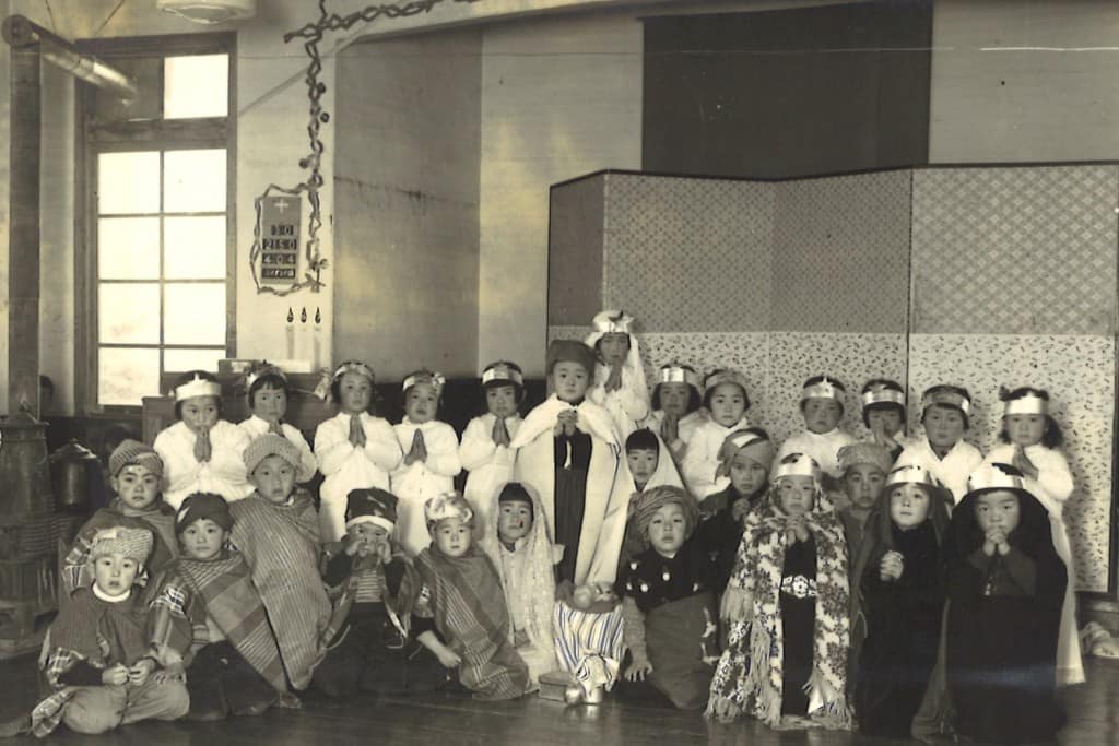 Playing the role of Jesus at the Futaba Kindergarten Christmas party