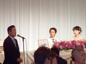 稲敷市議会議員 竹神裕輔さんと麻貴さんの結婚式でご挨拶しました