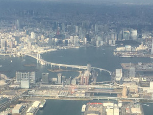 羽田空港からレインボーブリッジ、隅田川が綺麗に見えます