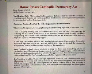 カンボジア民主主義に関する法案を可決しました