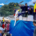高萩市産業祭で、建築組合による上棟式に参加しました